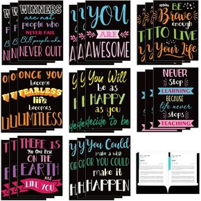 24 Pcs Paper Inspirational 2 Pocket Folders Decorative Pocket Folders Motivational Letter Size 2 Pocket Folders Inspirational File Decorative Folders for Office, Home
