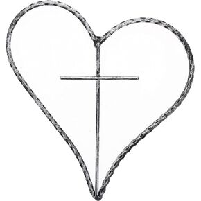 Top Brass Metal Heart/Cross Wall Decor - 12" Rustic Jesus Love Art Plaque (Rustic Copper)