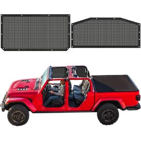 مظلة شمسية لسيارة جيب رانجلر - JLU (2018 - الحالي) شبكة أمامية وخلفية لحاجب الشمس للأشعة فوق البنفسجية، والرياح، والضوضاء مع حقيبة تخزين، وغطاء علوي بيكيني JLkini للرياضة، والرياضة S، والصحراء، والروبيكون in Kuwait