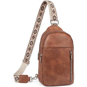 CLUCI Cross Body Bag Large Sling Bag for Women Leather Sling Backpack Fanny Pack Chest Bag for Travel Hiking