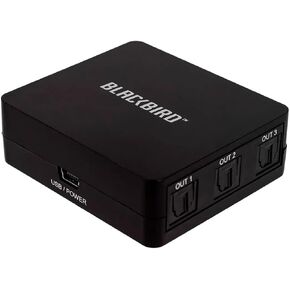 Monoprice Toslink Digital Optical S/PDIF 1x3 Splitter, Supports LPCM, DTS, and Dolby Digital, USB Powered, for Blu-Ray, PS4, HDTV, Xbox, DVD