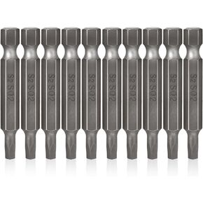 10PCS SQ2 Square Drive Bits 1/4-Inch Shank Long Magnetic Square Head Screwdriver Bit Set 2 Inch/50 mm S2 Steel Square Drill Bits for Repair Furniture, Square Screwdriver Bits