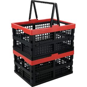 16 Quart Collapsible Storage Crate with Handles, Plastic Folding Storage Basket, 2 Packs