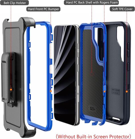 Rugged Phone Case for Samsung Galaxy S23+ Plus 5G, with Belt Clip Holster & Kickstand Heavy Duty Shockproof Protective Full Body Case Cover for Samsung S23 Plus 6.6 inch Phone (Black) in Saudi Arabia