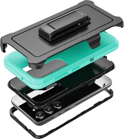 Rugged Phone Case for Samsung Galaxy S23+ Plus 5G, with Belt Clip Holster & Kickstand Heavy Duty Shockproof Protective Full Body Case Cover for Samsung S23 Plus 6.6 inch Phone (Black) in Saudi Arabia