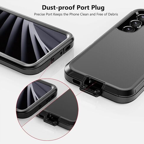 Rugged Phone Case for Samsung Galaxy S23+ Plus 5G, with Belt Clip Holster & Kickstand Heavy Duty Shockproof Protective Full Body Case Cover for Samsung S23 Plus 6.6 inch Phone (Black) in Saudi Arabia