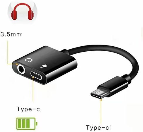 محول شاحن USB C إلى 3.5 ملم لسماعات الرأس ومحول شاحن USB C 2 في 1 من النوع C إلى مقبس صوت Aux مع دونجل شحن سريع PD 60 وات لسماعات الأذن الاستريو المتوافقة مع Samsung S23/S22 Note20/10 Pixel 5/4 iPad Pro Air in Kuwait