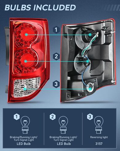 Nilight Taillight Assembly Compatible with 2011 2012 2013 2014 2015 2016 2017 2018 2019 2020 Dodge Grand Caravan Rear Lamp Replacement OE Style Driver Side in Saudi Arabia