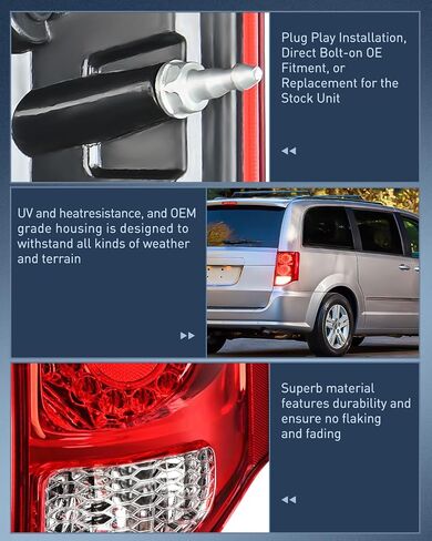 Nilight Taillight Assembly Compatible with 2011 2012 2013 2014 2015 2016 2017 2018 2019 2020 Dodge Grand Caravan Rear Lamp Replacement OE Style Driver Side in Saudi Arabia