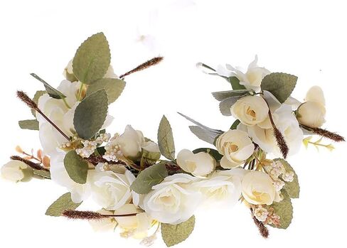 Women Girl Flower Headband Wreath Boho Headpiece Floral Crown for Wedding Festivals Photo Props (Pink & Blue) in Saudi Arabia