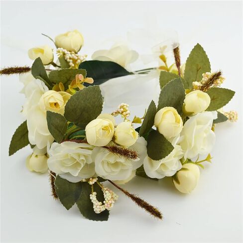 Women Girl Flower Headband Wreath Boho Headpiece Floral Crown for Wedding Festivals Photo Props (Pink & Blue) in Saudi Arabia