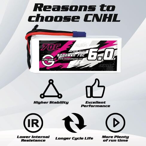 CNHL 6S Lipo Battery 6000mAh 70C 22.2V Lipo Battery with EC5 Connector for 1/8 and 1/10 RC car RC Airplane, RC Quadcopter Helicopter Battery,RC Truck, RC Boat in Saudi Arabia