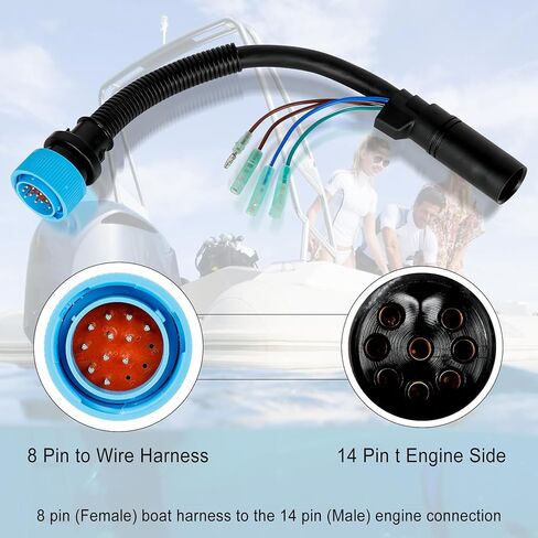 مجموعة أدوات محول سلك الإشعال 84-896542T01 مناسبة لصندوق التحكم عن بعد للمحرك الخارجي Mercury Mariner Quicksilver Mercruiser، 8 دبابيس إلى 14 دبابيس، مع دعامة ومسامير in Saudi Arabia