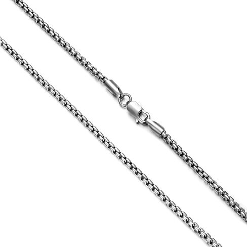 Genuine 925 Sterling Silver Round Box Chain Necklace for Men & Women Strong, Safe and Beautiful Rolo Link Chains 1.0MM - 3.0MM, 16-36 Inch (with Gift Box) in Saudi Arabia