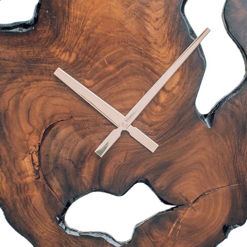 ساعة حائط خشبية ريفية - مينا عصري فريد من نوعه من خشب الساج مع إطار معدني أسود كبير، ديكور غرفة المعيشة صامت غير موقوت، مصنوع يدويًا لتزيين المكتب المنزلي، فريد من نوعه - مقاس 16 بوصة in Kuwait