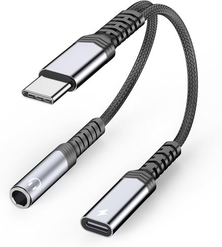 iPhone 15 Headphone Adapter,[MFi Certified] 2 in 1 USB C to 3.5mm Headphone and Charger Adapter Nylon Braided Aux Jack Dongle Cable with Fast Charging for iPhone 15 Pro Max Galaxy iPad in Saudi Arabia