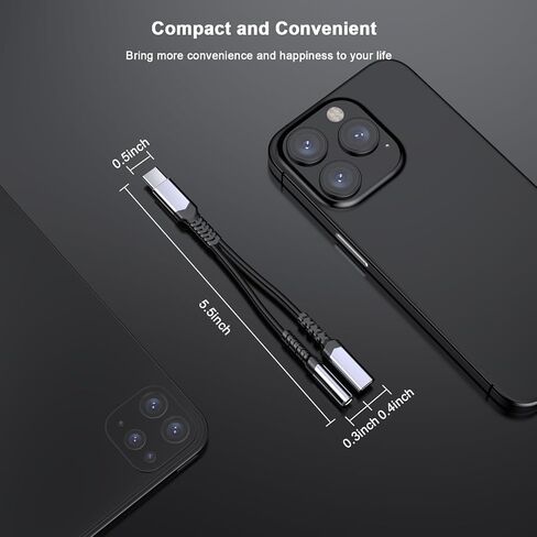 iPhone 15 Headphone Adapter,[MFi Certified] 2 in 1 USB C to 3.5mm Headphone and Charger Adapter Nylon Braided Aux Jack Dongle Cable with Fast Charging for iPhone 15 Pro Max Galaxy iPad in Saudi Arabia