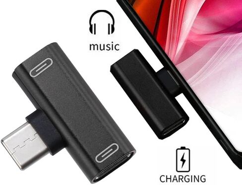 SaiDian 1Pcs Type C Splitter Adapter 2 in 1 Dual USB-C Headphone Charger Adapter for Android in Saudi Arabia