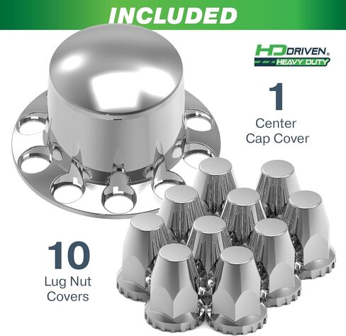 HD Driven 33mm WK Chrome Plastic Front Axle Dome Screw On – Front Wheel Covers for Semi-Trucks, Internally Threaded, Rustproof ABS Chrome Plastic, Universal Fit, Easy Screw-On Installation in Saudi Arabia