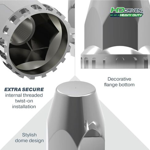 HD Driven 33mm WK Chrome Plastic Front Axle Dome Screw On – Front Wheel Covers for Semi-Trucks, Internally Threaded, Rustproof ABS Chrome Plastic, Universal Fit, Easy Screw-On Installation in Saudi Arabia