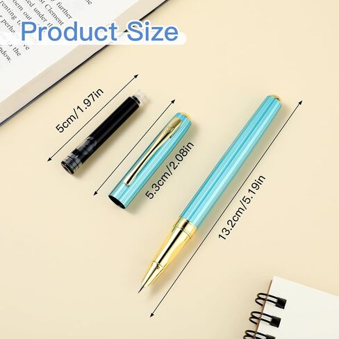 Metal Fountain Pens with 10 Black Ink Cartridges and 1 Converter 0.38mm Extra Fine Nib Fountain Pen Smooth Writing Luxury Calligraphy Pen Office School Supplies Gift(style B) in Saudi Arabia