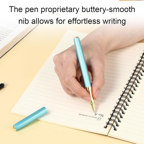 Metal Fountain Pens with 10 Black Ink Cartridges and 1 Converter 0.38mm Extra Fine Nib Fountain Pen Smooth Writing Luxury Calligraphy Pen Office School Supplies Gift(style B) in Saudi Arabia