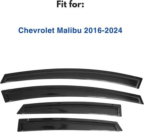 Window Visor Compatible with Chevrolet (Chevy) Malibu 2016-2021, Rain Guard Tape-On Extra Durable Side Vent Window Deflector, 2016 2017 2018 2019 2020 2021 (Excludes 2016 Limited Model) in Saudi Arabia