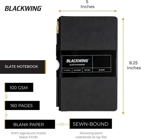 Blackwing Slate Journal، دفتر ملاحظات بغلاف مقوى أسود (160 صفحة) - فارغ in Kuwait