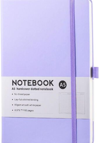 Hardcover A5 Dotted Journal Notebook for Women Men Office School, 200 Numbered Pages Lined Journal Notebook (Purple) in Saudi Arabia