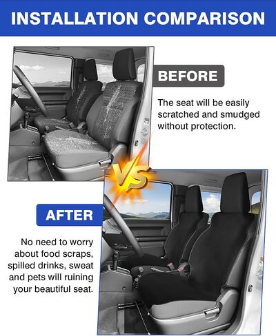 Autorder 2PCS Seat Covers for 2019-2024 Suzuki Jimny JB64 JB74 Accessories Front Seat Protector All Weather Protection Seat Cover Waterproof Black in Saudi Arabia