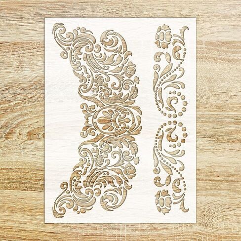 Stencil (6"x8") Rococo Baroque Decorative Floral Ornament FLONZ Decorative Stencil Template for Wall Painting Scrapbooking and Cake Decoration in Saudi Arabia