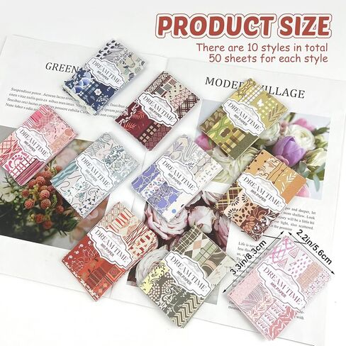 حزمة ورق قصاصات عتيقة - 500 ورقة زخرفية ملونة، لوازم قرطاسية جمالية لمستلزمات دفتر القصاصات لكتابة مجلة الرسم والسفر والحرف الفنية DIY، CB-802 in Kuwait