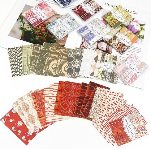 حزمة ورق قصاصات عتيقة - 500 ورقة زخرفية ملونة، لوازم قرطاسية جمالية لمستلزمات دفتر القصاصات لكتابة مجلة الرسم والسفر والحرف الفنية DIY، CB-802 in Kuwait