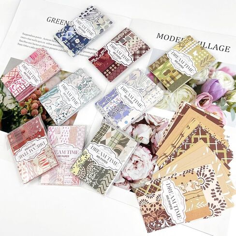 حزمة ورق قصاصات عتيقة - 500 ورقة زخرفية ملونة، لوازم قرطاسية جمالية لمستلزمات دفتر القصاصات لكتابة مجلة الرسم والسفر والحرف الفنية DIY، CB-802 in Kuwait