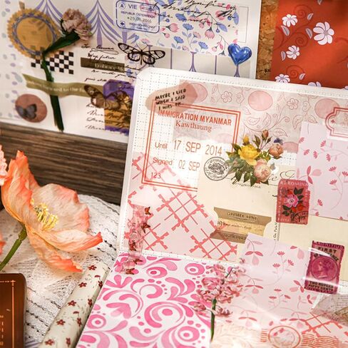 حزمة ورق قصاصات عتيقة - 500 ورقة زخرفية ملونة، لوازم قرطاسية جمالية لمستلزمات دفتر القصاصات لكتابة مجلة الرسم والسفر والحرف الفنية DIY، CB-802 in Kuwait