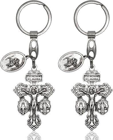 Pardon Cross Keychain with Rosary Beads, Cruz Del Perdon Catolica with St Benedict and Milagrosa Medal in Saudi Arabia