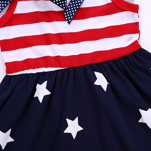Girls 4th of July Dress American Flag Dress Kids Patriotic Clothes Stripe Sleeveless Tank Skirt 2-8 Years in Kuwait