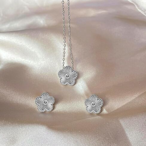 Elegant Silver Plated Flower Jewelry Sets in Gift Box | Minimalist, Stylish, Delicate, Exclusive Jewelry in Saudi Arabia