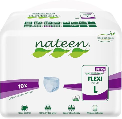 Nateen Flexi Ultra Adult Incontinence Underwear, Unisex Overnight Plus Pull Up for Men and Women，Maximum Absorbency Adult Diaper Pants,Invisible fit, Extra Large, 40 Count in Saudi Arabia