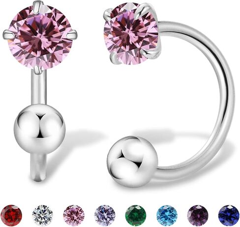 3mm Small Huggie Half Hoop Earrings for Women Men Girls Hypoallergenic Minimalist Tiny Cartilage Stud Earrings with Ball Screw Back Dainty Colored CZ Earrings Gifts(Amethyst, Gold) in Kuwait