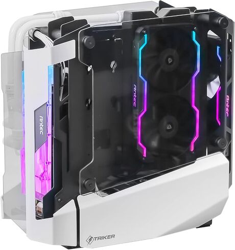 حافظة كمبيوتر Antec Striker مصنوعة من الألومنيوم والفولاذ ITX، حامل وحدة معالجة الرسومات الأمامية، دعم مروحة يصل إلى 4 × 120 مم، USB 3.1 Type-C جاهز وحامل PCI-E متضمن (Striker Mini) in Kuwait
