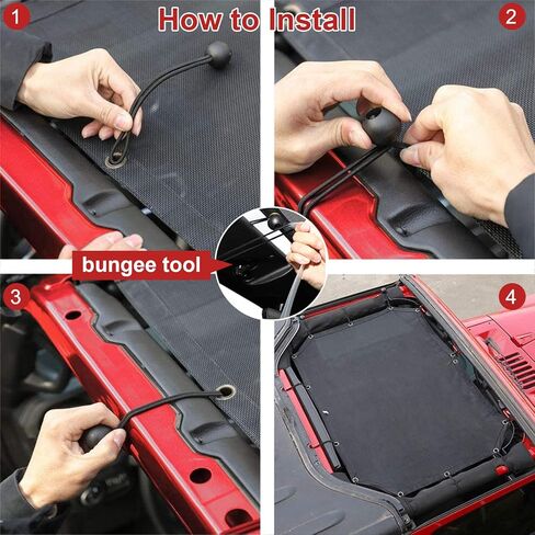 Sun Shade for Jeep Gladiator – (2018-Current), Front & Rear Mesh Sunshade for Jeep Gladiator, JT 4 Door Top Sunshade, Reduces Wind & Noise, with Storage Pouch, Jeep Gladiator Accessories in Kuwait