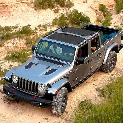 Sun Shade for Jeep Gladiator – (2018-Current), Front & Rear Mesh Sunshade for Jeep Gladiator, JT 4 Door Top Sunshade, Reduces Wind & Noise, with Storage Pouch, Jeep Gladiator Accessories in Kuwait