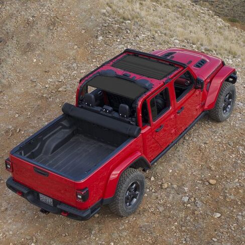 Sun Shade for Jeep Gladiator – (2018-Current), Front & Rear Mesh Sunshade for Jeep Gladiator, JT 4 Door Top Sunshade, Reduces Wind & Noise, with Storage Pouch, Jeep Gladiator Accessories in Kuwait