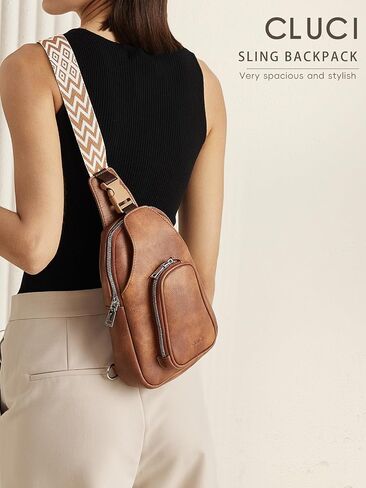 CLUCI Cross Body Bag Large Sling Bag for Women Leather Sling Backpack Fanny Pack Chest Bag for Travel Hiking in Saudi Arabia