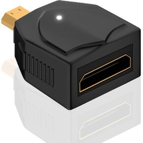 Poyiccot 180 Degree Mini HDMI Adapter, 2Pack U Shape Mini HDMI Adapter, 8K Mini HDMI Male to Female Adapter, Up Down Angle Mini HDMI Extension Extender Adapter, LED Light, for PC Camcorder Tablet