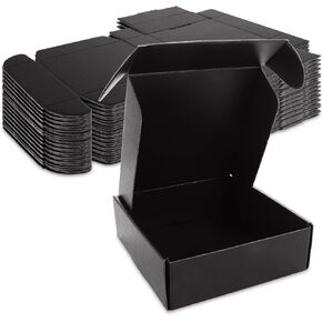 30 Pack Black Shipping Boxes, 6 x 6 x 2 inch Corrugated Cardboard Mailing Box, Tab Locking Mailer Box Small Box for Gifts Craft Packaging