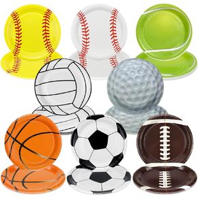 40Pcs Sports Birthday Party Plates Decorations 9" Paper Plates Disposable Dinner Birthday Plates Sports Theme Event Game Day Decorations for Kids Men Birthday Party Supplies
