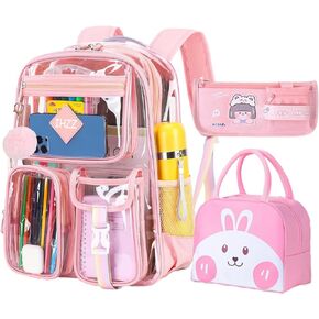 Clear Backpack for Women, Kid Transparent Clear Bookbag Stadium Approved, Girls Clear Backpack Heavy Duty for School