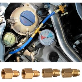 قطعتان من محول خزان تبريد السيارة النحاسي 6015 وقطعتين من محول مضخة التفريغ 6014، محولات تركيب السيارة R134A إلى R12/R22، 1/2 بوصة أنثى إلى 1/4 بوصة ذكر مضيئة و1/4 بوصة أنثى مضيئة إلى 1/2 بوصة ذكر in Kuwait